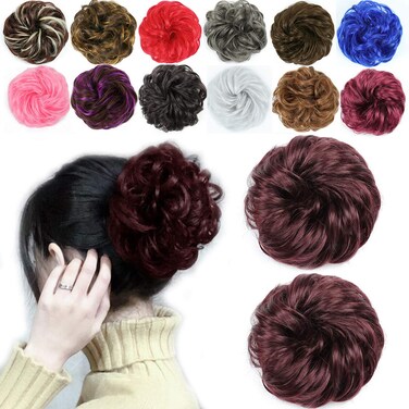 Messy Hair Bun Hair Piece 2Pcs Curly Bun Hair Piece Messy Buns Hair Piece Hair Buns Hair Piece Hair Bun Extension Fake hair scrunchie（99J）