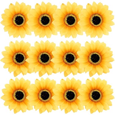 12 Pieces Sunflower Hair Clips Alligator Pins Accessories 3.9 inches for Wedding Party Boho Beach Photography Christmas Decorations