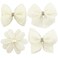 Pearls White Hair Bows for Girls, 4 Pieces Elegant Flower Rhinestone Alligator Hair Clips Beads Hairgrip for Women Teens