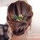 BETITETO Bridal Hair Comb Emerald Green Crystal Gold Leaf Vine Hair Piece Accessories for Wedding Bride Women Party (Emerald Green)