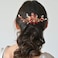 BETITETO Red Crystal Bridal Hair Piece with Comb Gold Vine Flower Hair Accessories for Wedding Women Girls (Gold,Red)