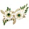 BETITETO Green Bridal Hair Clip White Enamel Flower Gold Leaf Crystal Wedding Hair Vine Piece Accessories for Women Girls (Green)
