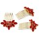 BETITETO Bridal Crystal Hair Piece with Comb 3 Pieces Small Rhinestone Wedding Gold Hair Pins Accessories for Women Girls (Red)
