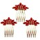 BETITETO Bridal Crystal Hair Piece with Comb 3 Pieces Small Rhinestone Wedding Gold Hair Pins Accessories for Women Girls (Red)