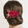 BETITETO Bridal Rose Flower Headpiece Boho Handmade Pearl Crystal Gold Leaf Red Flower Side Comb Hair Accessories for Wedding Party