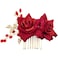 BETITETO Bridal Rose Flower Headpiece Boho Handmade Pearl Crystal Gold Leaf Red Flower Side Comb Hair Accessories for Wedding Party