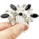 BETITETO Small Crystal Hair Accessories 2 Pieces Black White Rhinestone Silver Hair Comb Pins Pieces for Wedding Party