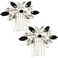 BETITETO Small Crystal Hair Accessories 2 Pieces Black White Rhinestone Silver Hair Comb Pins Pieces for Wedding Party