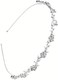 Women's Crystal Flower and Leaves Crown Headband,Bridal Headpiece Wedding Headband (Silver)