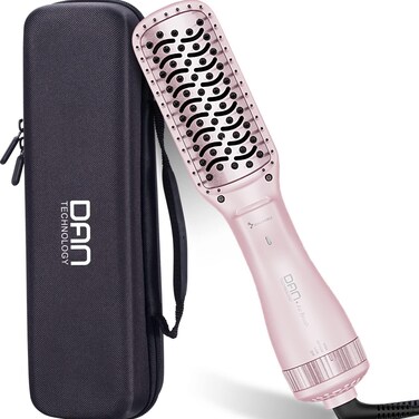 DAN Technology Hair Dryer, Negative Ion 3 in 1 Paddle Brush Dryer &amp; Styler, Pink, 600W, for Damaged Hair, with 2 Speeds, 3 Heating Settings, Nylon Material, ALCI Safety Plug, [IN] Hair Care or Beauty
