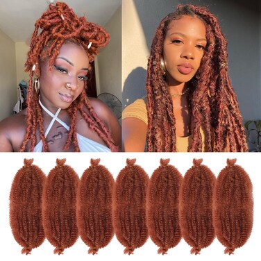 Marley Hair 14 Inch 7 Packs Ginger Marley Twist Braiding Hair Pre Separated Springy Afro Twist Hair Pre Fluffed Spring Twist Hair Natural Synthetic Cuban Twist Hair Extensions (14",350)