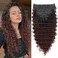 MEEPO Wine red Curly Clip In Hair Extension For Black Women Natural Thick Deep Wave Hair Extension Clips Synthetic Long 24 inch hair extensions clip in Hairpiece(Deep Wave,T1B/33(Pack of 7)