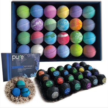 Men's Bath Bombs Gift Set. 24 Therapeutic Shea Bath Bombs for Men! Large Spa Fizzers with Moisturizing &amp; Essential Oils. Aromatherapy Bath Bomb Set Makes Best Gift Set for Men, Husband, Boyfriend etc