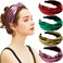 Glitter Knotted Headbands 4 Pack Vintage Shiny Metallic Wide Hair Bands Hoops for Women Girls (Gold + Green + Pink + Red)