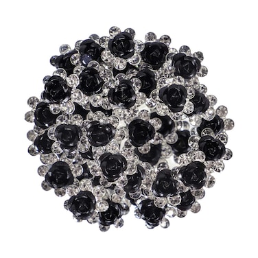 BETITETO 40 Pcs U-Shaped Flower Rhinestone Hair Pins Crystal Hair Accessories for Bridal Wedding Party Girls' Sweet Sixteen (Black)