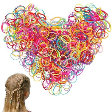 OIG Brands 1500 Pcs Mini Ponytail Holders   No Damage Rubber Bands   Tiny Toddler Hair Ties For Girls   No Pull 1 Inch (Multi-Color)