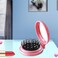 Folding Hair Brush with Mirror for Purse/Pocket,Round Mini Compact Massage Comb for Girls and Women (Pink+White)