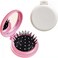 Folding Hair Brush with Mirror for Purse/Pocket,Round Mini Compact Massage Comb for Girls and Women (Pink+White)