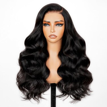 FLYBAO 24inch Glueless Wigs Human Hair Pre Plucked Pre Cut 230% Density Closure Wigs Human Hair 5x6 Body Wave HD Lace Front Wigs Human Hair 12A Lace Frontal Wig Bleached Knots Natural Hairline