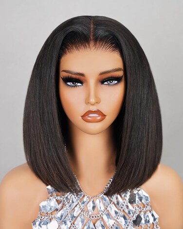 12A Bob Wig Human Hair Glueless Wigs Human Hair Pre Plucked Pre Cut Lace 6x5 HD Closure Wig Straight Short Bob Wigs Bleached Tiny Knots Bob Wig 10 Inch