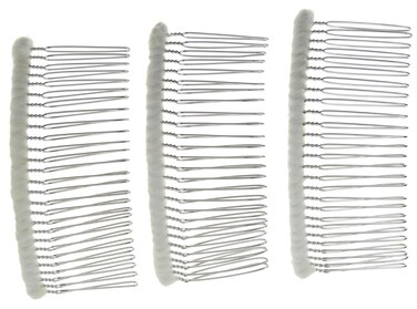 27 Teeth Fancy DIY Tulle-Wrapped Metal Wire Hair Combs for Bridal Wedding Veil Combs(#C266x3) (Ivory)