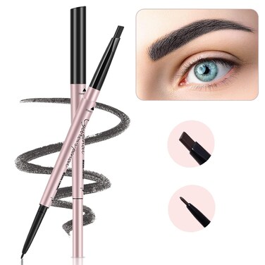 Eyebrow Pencils 2-Pack, Professional Brow Pencil Dual Tips Retractable Waterproof Natural Eye Brows Makeup, Black