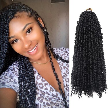 Passion Twist Hair - 8 Packs 18 Inch Passion Twist Crochet Hair For Women Water Wave Crochet Braiding Hair Extensions(18inch (pack of 8), 1B)