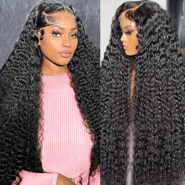 250% Density 13X6 30 Inch Deep Wave Lace Front Wigs Human Hair Curly Human Hair Wig Wet and Wavy HD Lace Front Wig Human Hair Pre Plucked Frontal Wigs Human Hair