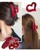 3Pcs Red Hair Clip Set - Red Claw Clip Nonslip Red Clip Hair Accessories,Large Red Claw Clips for Thin Thick Hair,Perfect for Daily Wear, Parties (B)