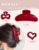 3Pcs Red Hair Clip Set - Red Claw Clip Nonslip Red Clip Hair Accessories,Large Red Claw Clips for Thin Thick Hair,Perfect for Daily Wear, Parties (B)
