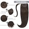Caliee Ponytail Hair Extension for Women Remy Human Hair Dark Brown Ponytail 22 Inch 90G Ponytail Extension Human Hair Wrap Around Ponytail with Magic Paste Long Pony Tail Hairpiece