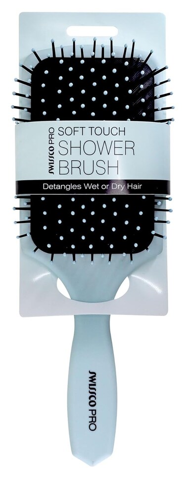 Swissco Soft Touch Paddle Shower Hair Brush (Light Seafoam Blue)