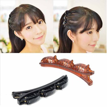 Twist Band French Braider Hair Tool with Double Layers and Front Hair Clips - Fashion Plait Clip Hairpin Headband Accessory