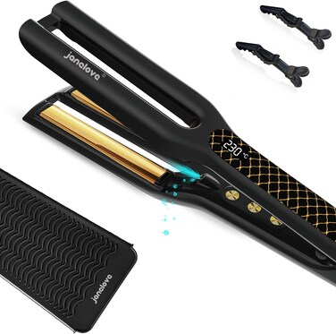 Hair Straightener, janelove 4X 0.5&lsquo;&rsquo;Titanium Flat Iron-2x Higher Efficiency, Straightener Flat Iron with Heat Resistant Silicone Mat, 10 Million Negative lons Hair Care, Dual Voltage &amp; LCD Display