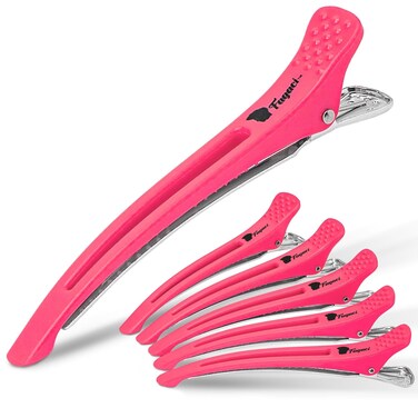Fagaci Firm Grip Hair Clips with Silicone Band - Duckbill Alligator Clips for Long Hair Styling, Sectioning, and Salon Use