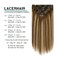 Lacer Hair Extensions Clip in Human Hair Ombre Chocolate Brown to Caramel Blonde with Brown Roots 120g 7pcs Remy Human Hair Extensions Clip in Real Natural Hair Extensions Straight 14 Inch