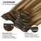 Lacer Hair Extensions Clip in Human Hair Ombre Chocolate Brown to Caramel Blonde with Brown Roots 120g 7pcs Remy Human Hair Extensions Clip in Real Natural Hair Extensions Straight 14 Inch