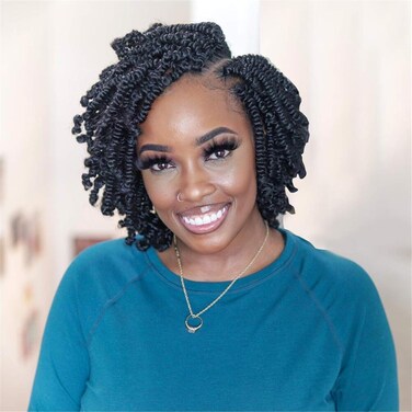 TOYOTRESS Bob Spring Twist Kids Crochet Hair - 8 inch (140 strands) Cute &amp; Versatile Pre-twisted Spring Twists Crochet Braids Synthetic Braiding Hair Extension (8 inch,1B)