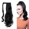 iLUU Ponytail Extension Long Curly Wavy Wrap Around Clip in Hair Extension 18 Inch Synthetic Hairpiece 100g Pony Tail Ponytail Hair Wig for Women - #1B Off Black