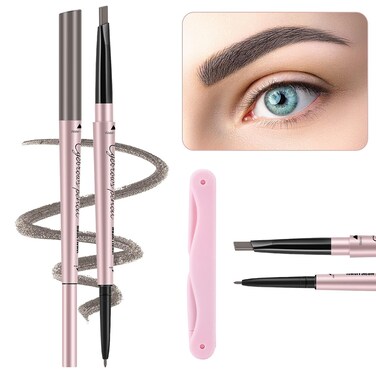 1-Pack Eyebrow Pencil &amp; Brow Razor with Comb kit, Dual-ends Easy to Color Waterproof Long-lasting Makeup Natural Eye Brows Looking (Khaki Brown)
