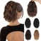 Drawstring Ponytail Extension Curly Wave 12 Inch Fake Ponytail Hair Extensions Short Synthetic Pony Tails Hair Pieces for Women (Highlight Brown)