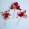 Chargances Set of 3pcs Red Hair Pins Bridal Flower Pearl Hair Pins Bridal Headpiece Crystal Hair Pin Wedding Hair Accessories Sparkle Boho Delicate Handmade Gold Jewelry Gift for Women and Girls