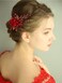Chargances Bride Floral Hair Comb Rhinestone Hair Comb, Wedding Red Hair Piece, Boho Delicate Handmade Gold Jewelry Gift for Women and Girls