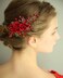 Chargances Bride Floral Hair Comb Rhinestone Hair Comb, Wedding Red Hair Piece, Boho Delicate Handmade Gold Jewelry Gift for Women and Girls