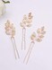 Chargances Bride Gold leaf Hair Pins Handmade leaf Headpiece Weeding Hair Pins for Bride Bridesmaid Bohemia Hair Accessories for Women and Girls(Set of 3)