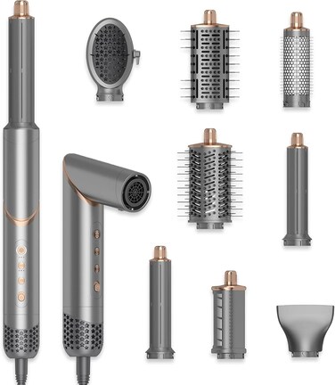 8 in 1 Hair Dryer Brush Set Air Hair Styler Curling Negative Ionic Foldable Hot Air Hair Dryer Brush, Hair Styling Tool for Curling Waves Straightening Volume Blowout Styles