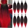 8 Packs Pre-stretched 26 Inch Braiding Hair Extensions Yaki Texture Professional Crochet Braids Hair Hot Water Setting Synthetic Hair for Twist Braids Ombre Black to Red