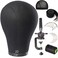 Wig Head Stand Mannequin Head 20"-24" Dome Cork Canvas Manican Block Head for Making Drying Styling Display Wigs with Stand