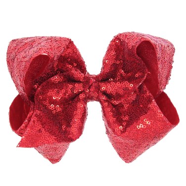 Hair Accessories: Sequin Large Bows with Alligator Clips for Girls (Red)