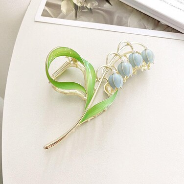 Beautifully Lily of The Valley Flower Hair Clips, Orchid Hair Clamps,Flower Metal Hairpin, Lily Flower Jaw Clamp Hair Styling Hair Accessories for Thick Thin Hair, Women, Clips and Barrettes